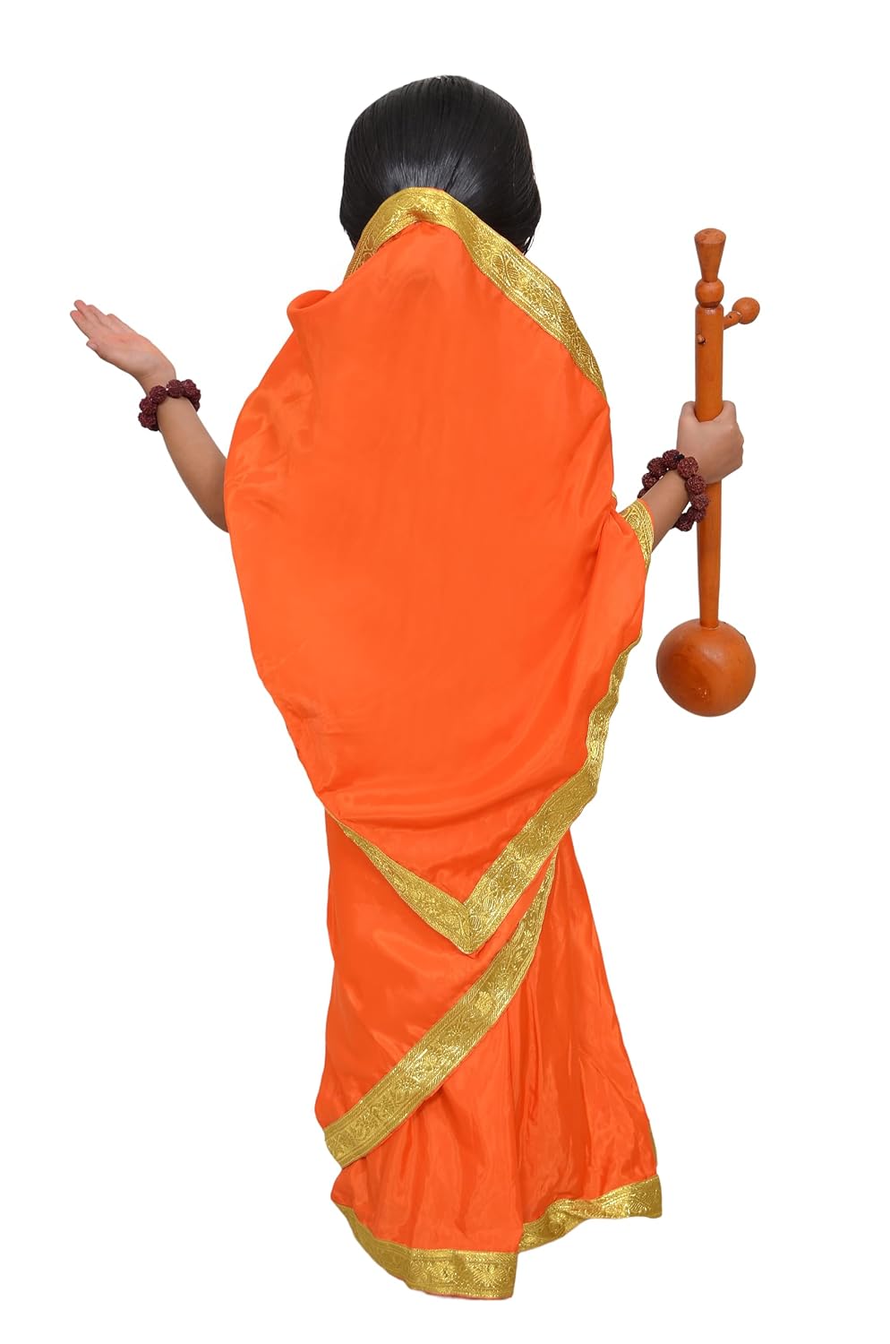 Meera Bai Costume for Kids Readymade Sari & Blouse Set with Rudraksh Jewelry & Sitar
