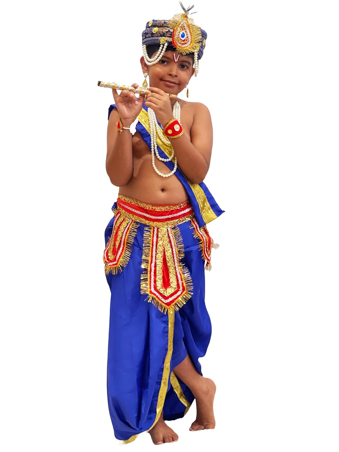Kids Krishna Gwala Fancy Dress Costume for Janmashtami, School Function-Blue