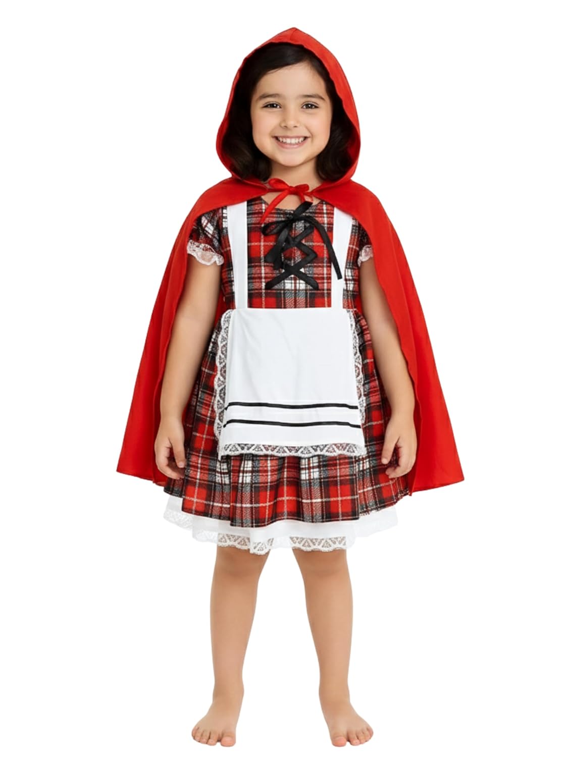 Little Red Riding Hood Costume for Kids – Fairy Tale Fancy Dress with Red Cape & Apron | Girl’s Storybook Costume for School Functions, Fancy Dress & Halloween Party
