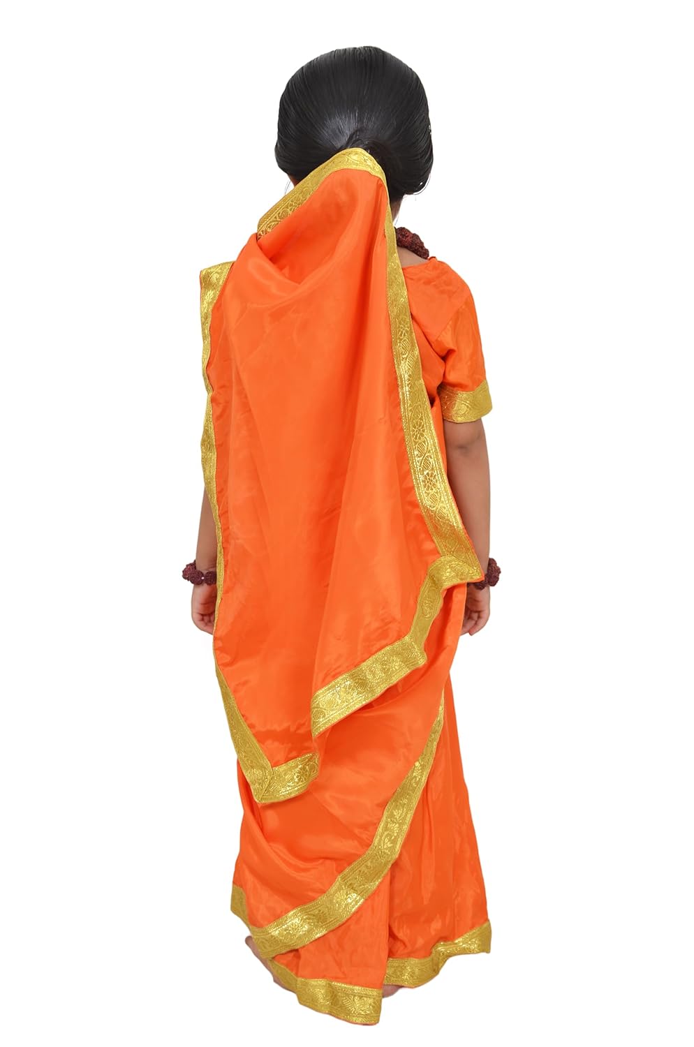 Sita Mata Vanwasi Readymade Saffron Saree with Rudraksh Mala & Accessories