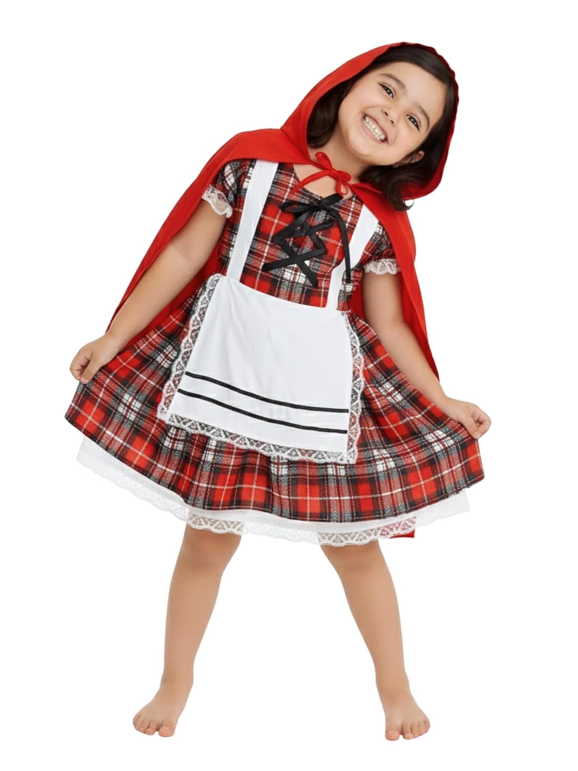 Little Red Riding Hood Costume for Kids – Fairy Tale Fancy Dress with Red Cape & Apron | Girl’s Storybook Costume for School Functions, Fancy Dress & Halloween Party