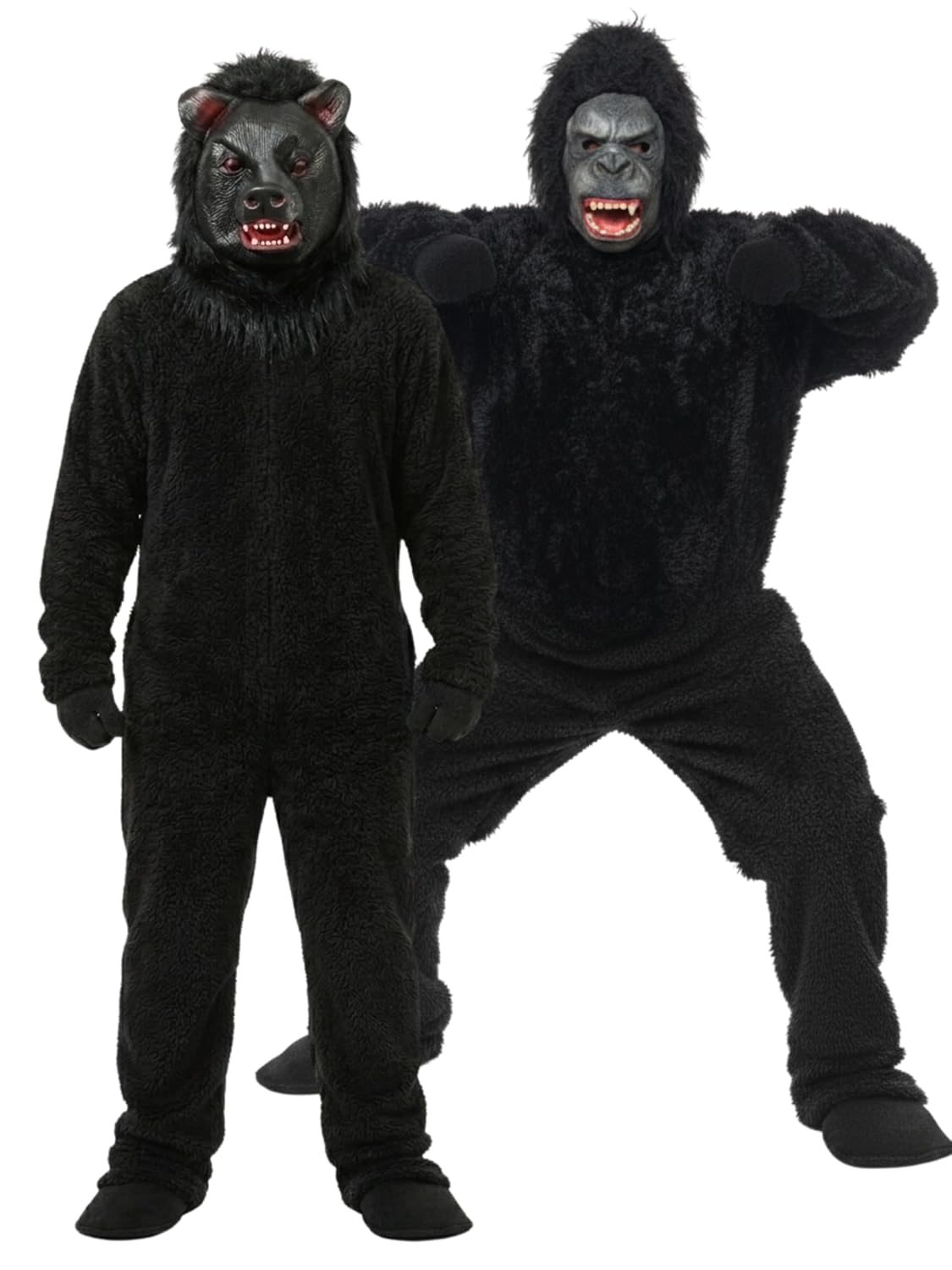 Bear & Gorilla Mascot Costume for Adults – Premium Fur Animal Costume Set for Halloween, Cosplay, Jungle Theme Party (Full Body Costume with Mask)