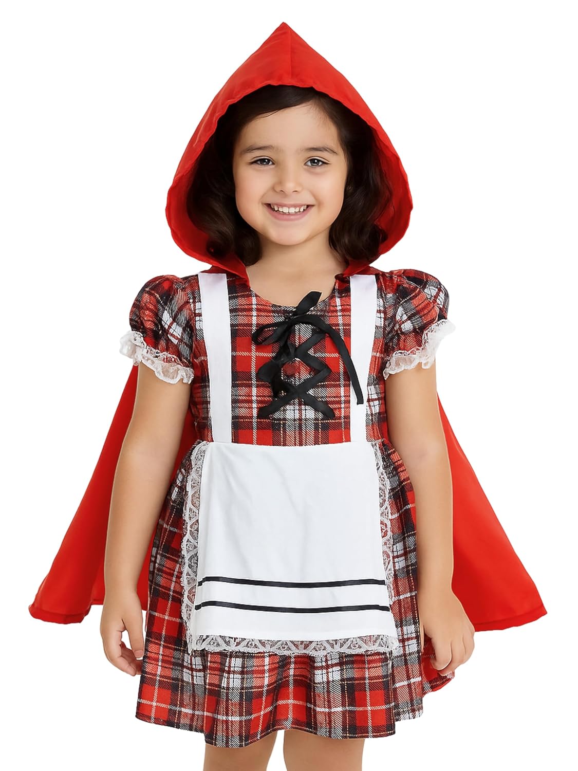 Little Red Riding Hood Costume for Kids – Fairy Tale Fancy Dress with Red Cape & Apron | Girl’s Storybook Costume for School Functions, Fancy Dress & Halloween Party