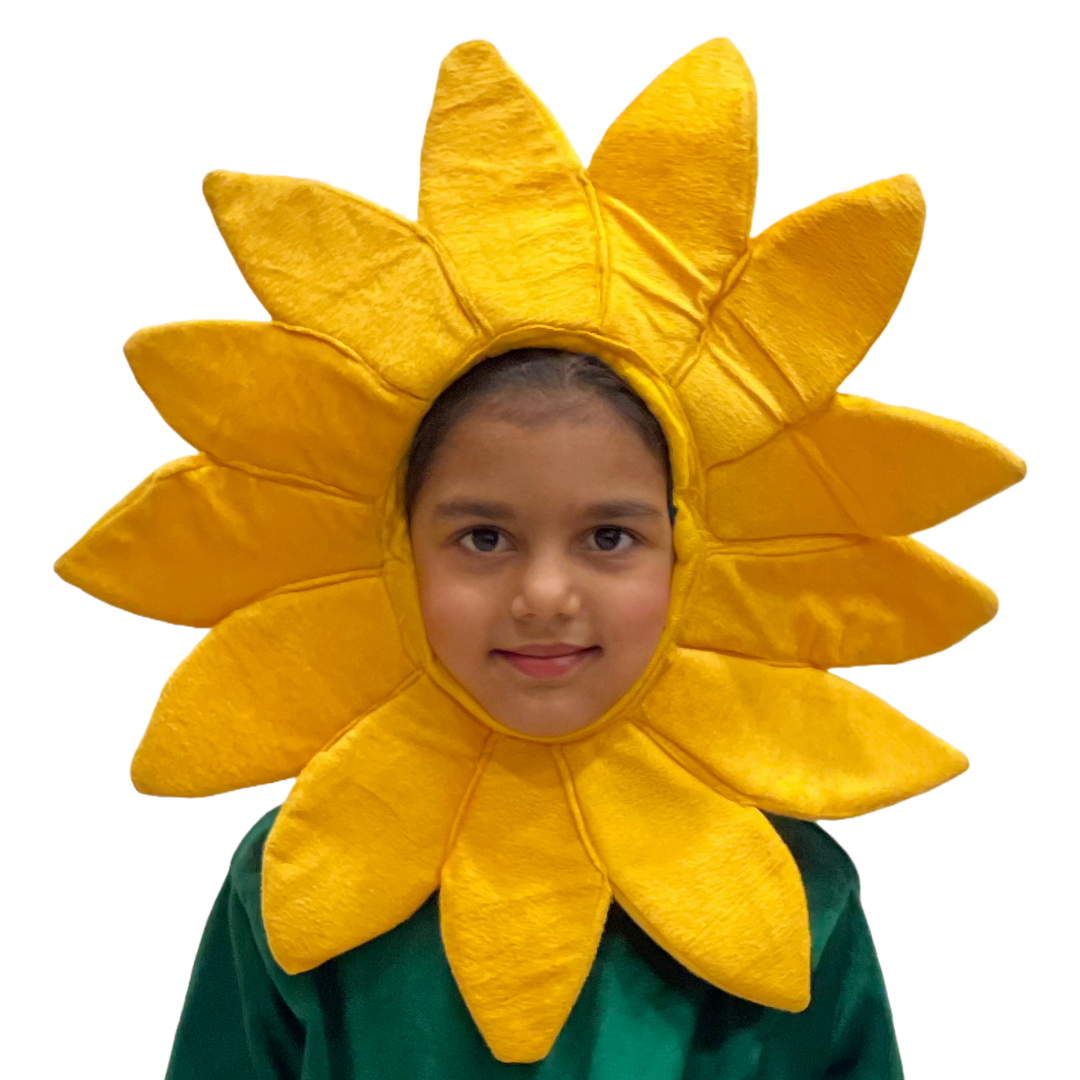 Kids Flower Costume Headpiece, Foam & Velvet Fancy Dress Mask, School Functions,Available in pink,red,yellow,blue & purple