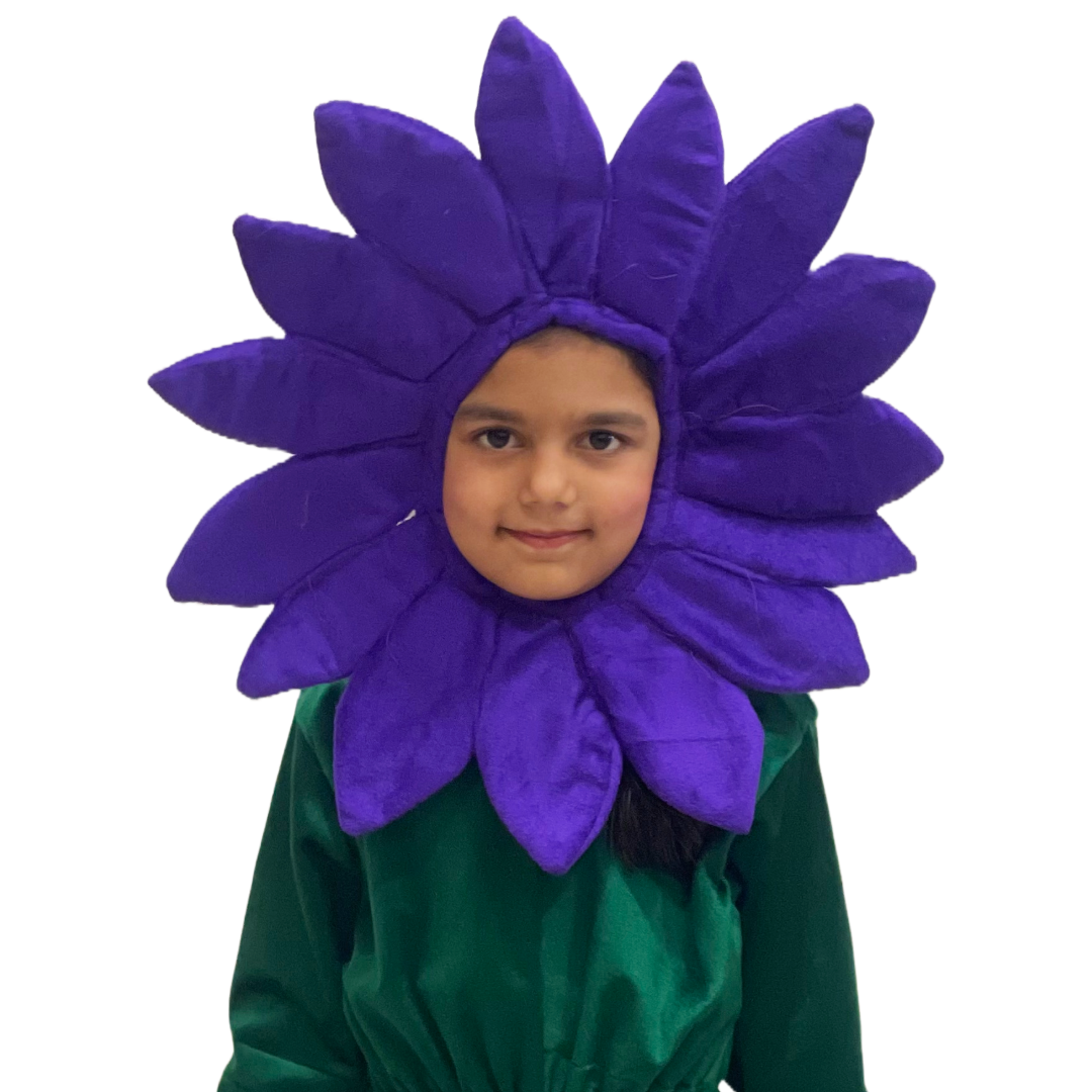 Kids Flower Costume Headpiece, Foam & Velvet Fancy Dress Mask, School Functions,Available in pink,red,yellow,blue & purple