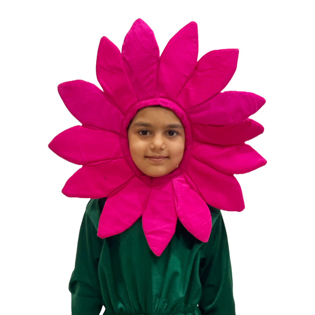 Kids Flower Costume Headpiece, Foam & Velvet Fancy Dress Mask, School Functions,Available in pink,red,yellow,blue & purple