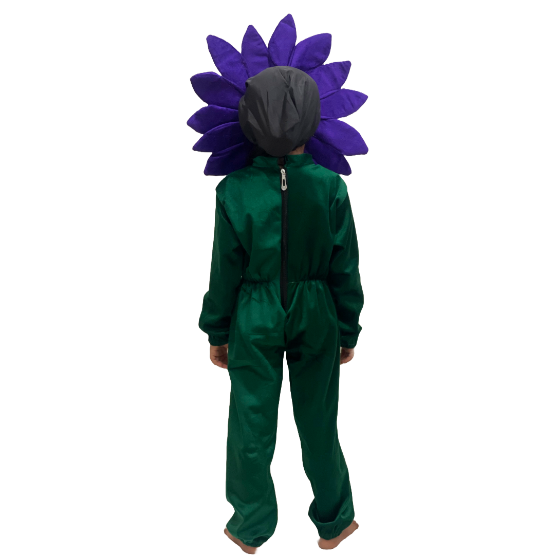 Kids Flower Costume, Premium Velvet Jumpsuit with Floral Headpiece, Available in Pink/Yellow/Red/blue/Purple